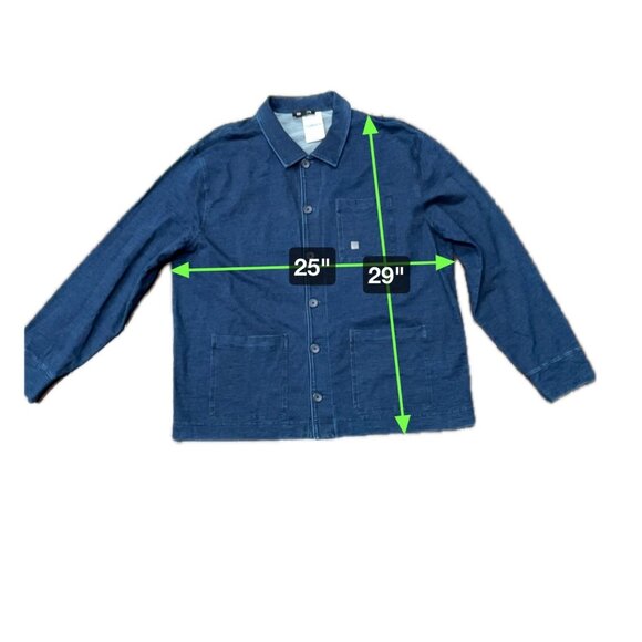 Express NEW Mens Blue Button Up Denim Shirt Pockets Shacket Sz XL - Picture 7 of 8
